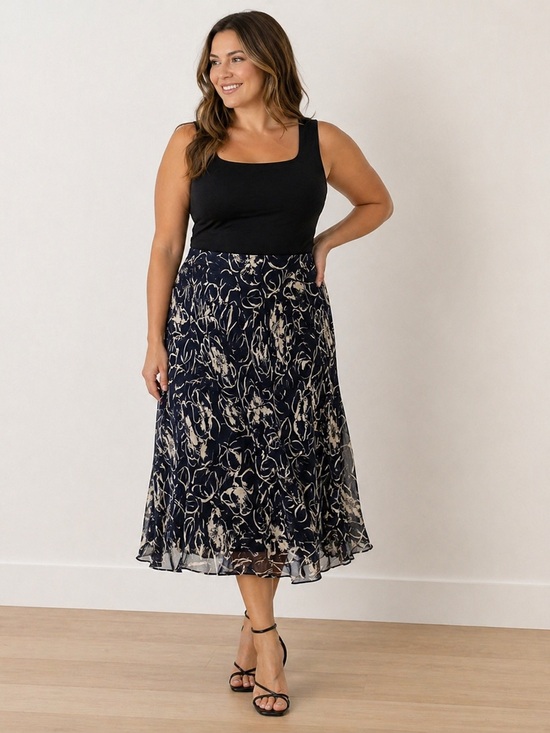 Lauren Ralph Lauren Dresses & Skirts - Lauren Ralph Lauren Navy Blue Floral 100% Silk Midi Vintage Y2K‎ Skirt- 14P